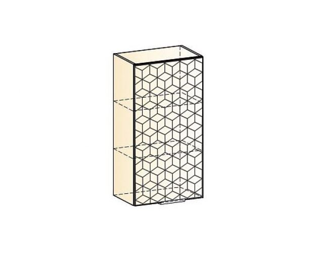 Стоун Шкаф навесной L500 Н900 (1 дв. гл.) с фрезеровкой (белый/джелато софттач)