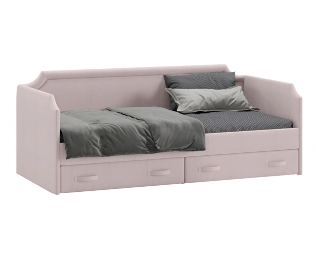 Кровать с мягкой обивкой и ящиками «Кантри» Тип 1 (900) (Велюр пудровый)