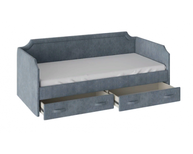 Кровать с мягкой обивкой и ящиками «Кантри» Тип 1 (900) (Замша синяя)